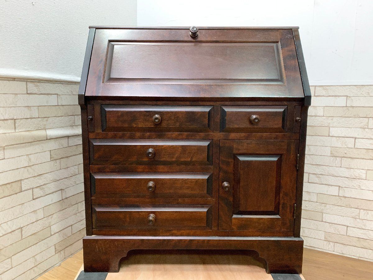 ◇北海道民芸家具 ライティングビューロー デスク 書斎 勉強机 樺材