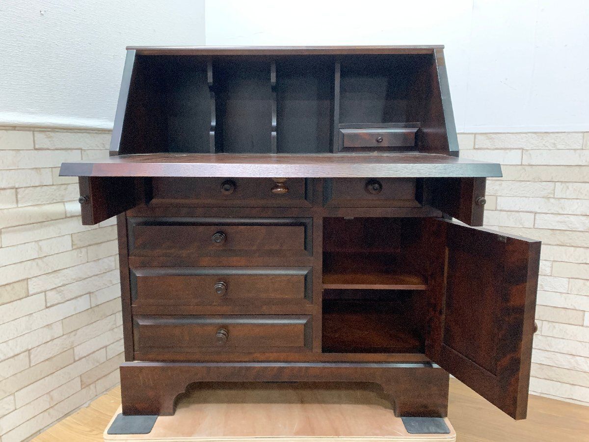 ◇北海道民芸家具 ライティングビューロー デスク 書斎 勉強机 樺材