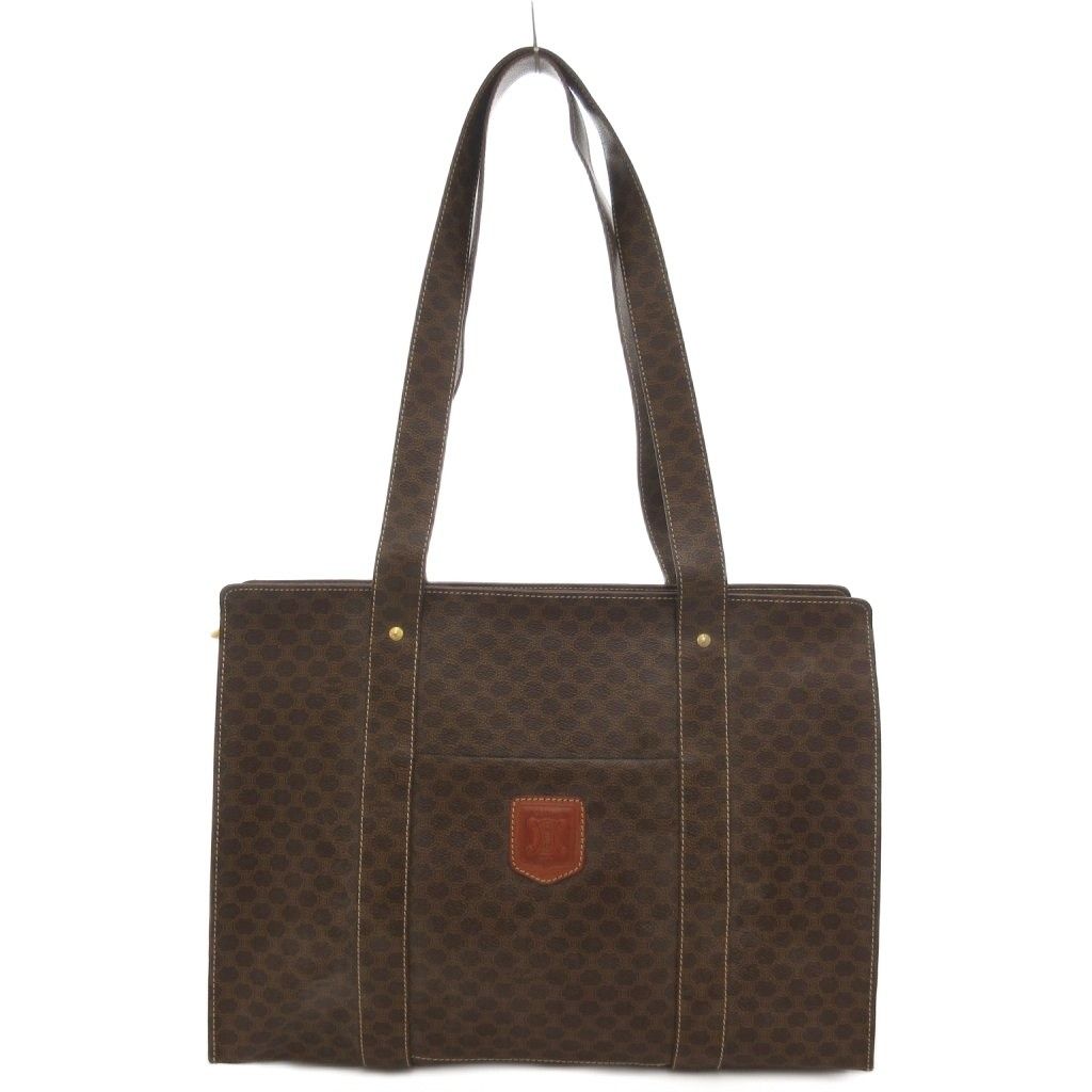 CELINE ブラウン トートバッグ マカダム柄 セリーヌ CELINE トートバッグ マカダム柄 PVC 茶 ブラウン M95 /UO
