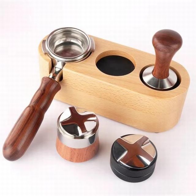 コーヒータンパースタンド エスプレッソタンパーマットデスクオーガナイザー 木製 51mm/53mm/54mm