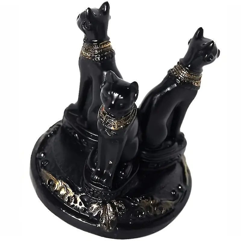 エジプトの三位一体の黒猫像バステト猫の女神像、黒猫の像、古代