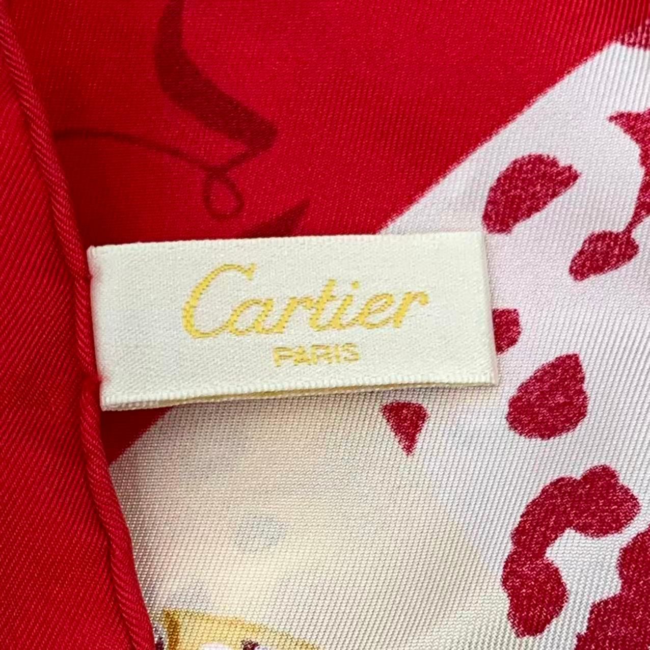 極美品 Cartier カルティエ スカーフ シルク パンテール レオパード柄