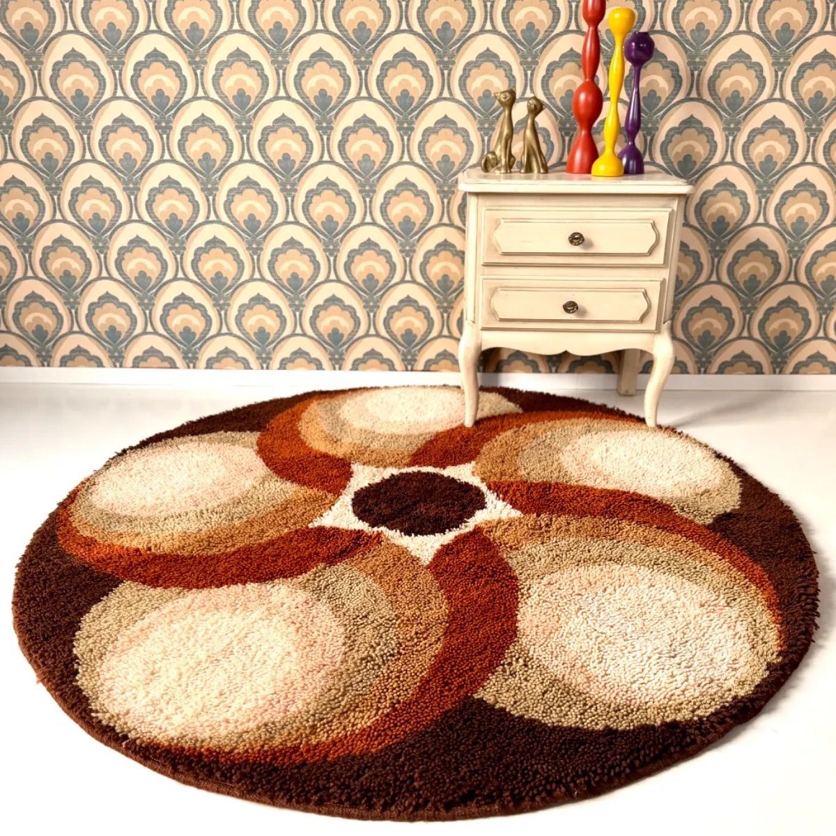 DESSO サークルラグ ヴィンテージラグ スペースエイジ ミッドセンチュリー DESSO 130cm サークルラグ ヴィンテージラグ スペースエイジ ミッド