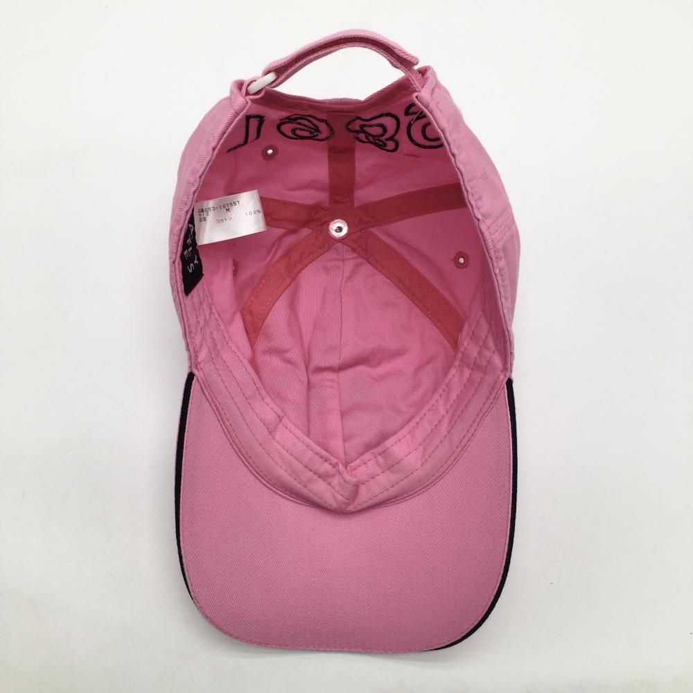 パーリーゲイツ キャップ ピンク×黒 立体ロゴ刺しゅう M ゴルフウェア