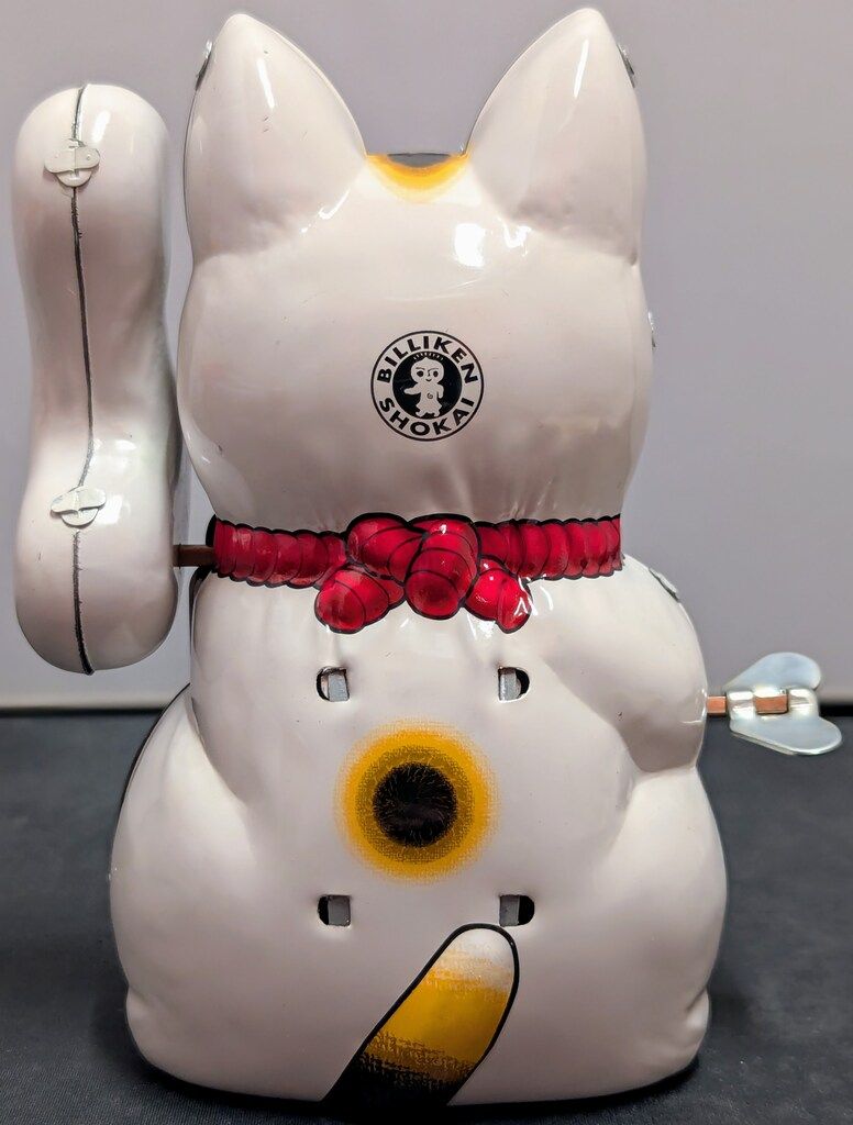 ブリキのまねき猫 ビリケン商会 ゼンマイ歩行ブリキ まねき猫 白 - メルカリ