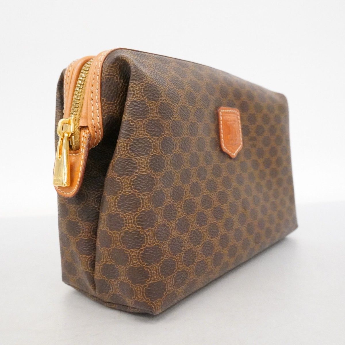 【CELINE】アクセサリーポーチ　マカダム柄　ゴールド金具　ベージュ　PVC CELINE】アクセサリーポーチ マカダム柄 ゴールド金具 ベージュ PVC