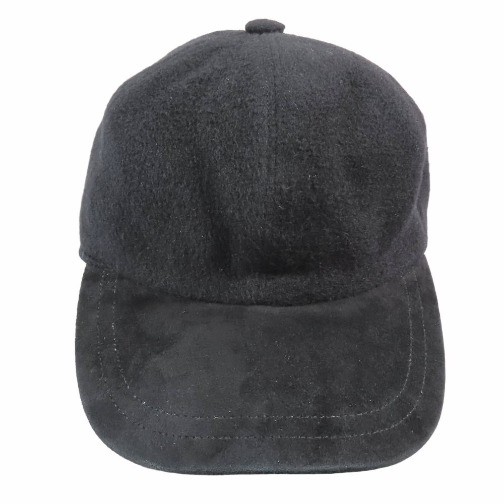 良品 Berluti ベルルッティ カシミヤ100％ キャップ レザーロゴパッチ