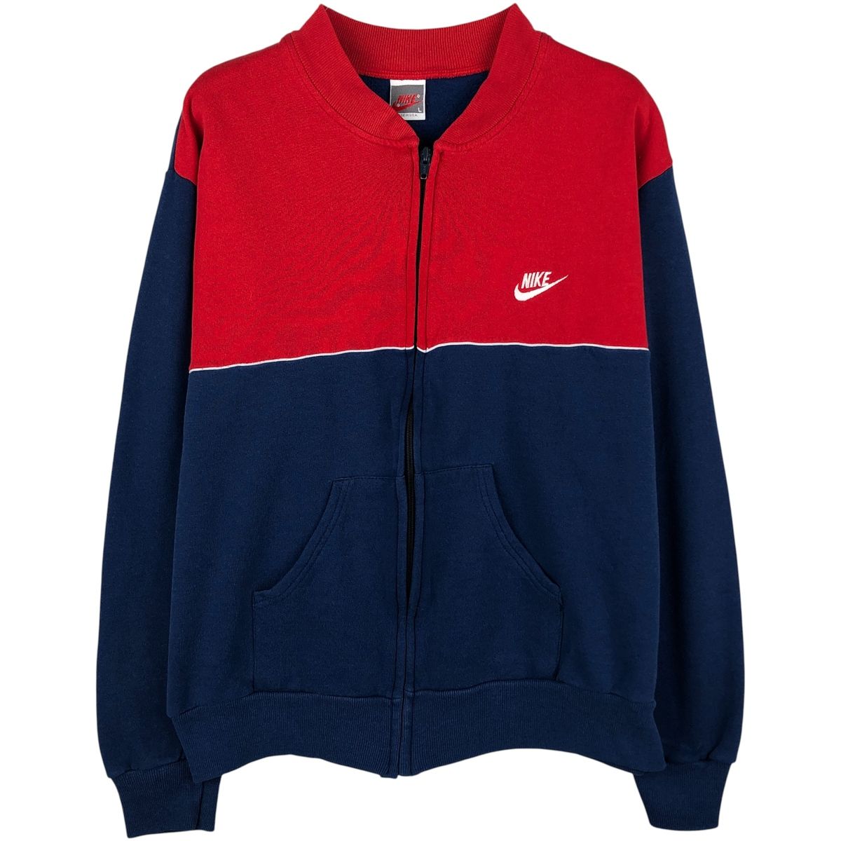 古着 90年代 ナイキ NIKE 銀タグ バイカラー フルジップスウェット 
