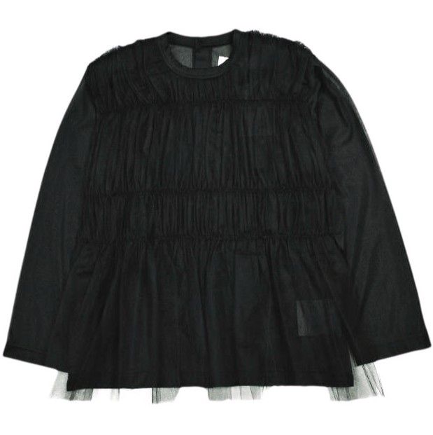 コムデギャルソンタオTAO チュールブラウス tao タオ ナイロンチュールプリント×エステルベルベット刺繍ブラウス