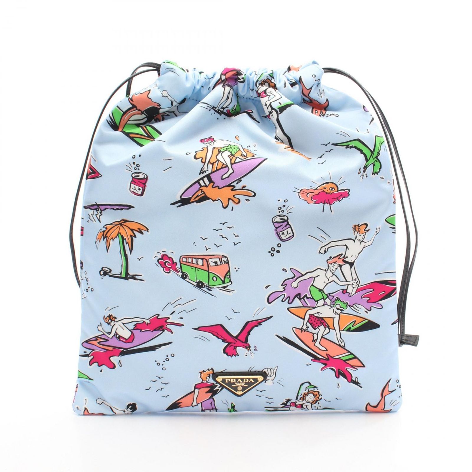 プラダ PRADA ポーチ Re-Nylon サーフィン柄 ライトブルー/マルチ