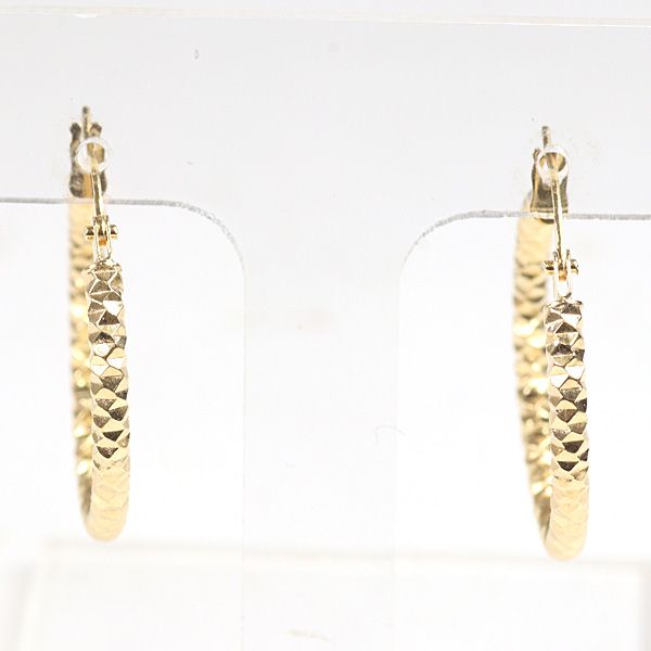 ウノアエレ UNOAERRE K18YG ダイヤモンドカット フープピアス 1.3g 丸