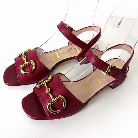 グッチ GUCCI サンダル ホースビット アンクルストラップ 本革 レザー