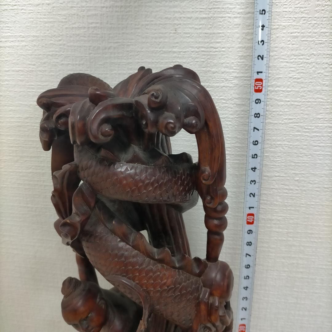 骨董品 木彫 彫刻 童子と龍 立体彫刻 古美術 置物 飾り物 インテリア