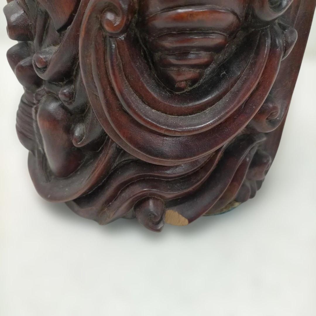 骨董品 木彫 彫刻 童子と龍 立体彫刻 古美術 置物 飾り物 インテリア