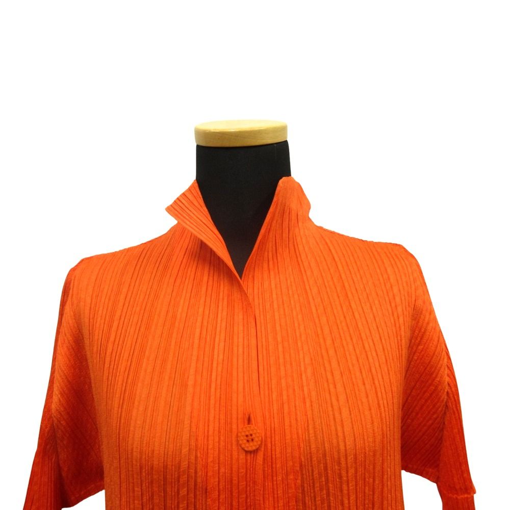 プリーツプリーズ イッセイミヤケ 長袖カットソー ロンT オレンジ