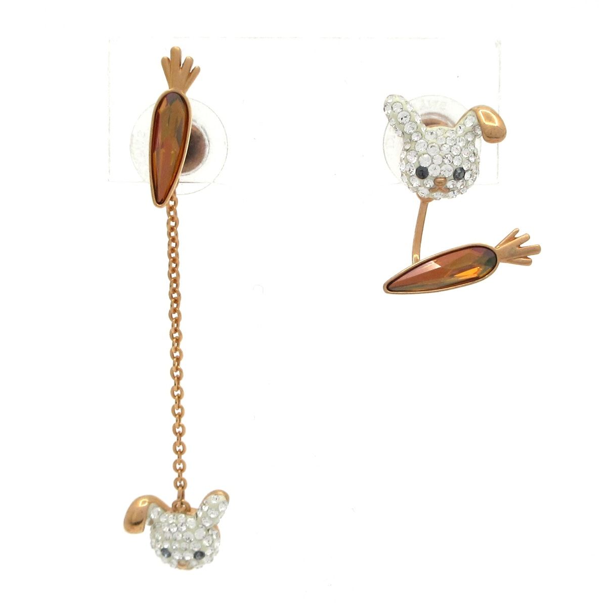 SWAROVSKI(スワロフスキー) ピアス - シルバー×ブラウン×ゴールド