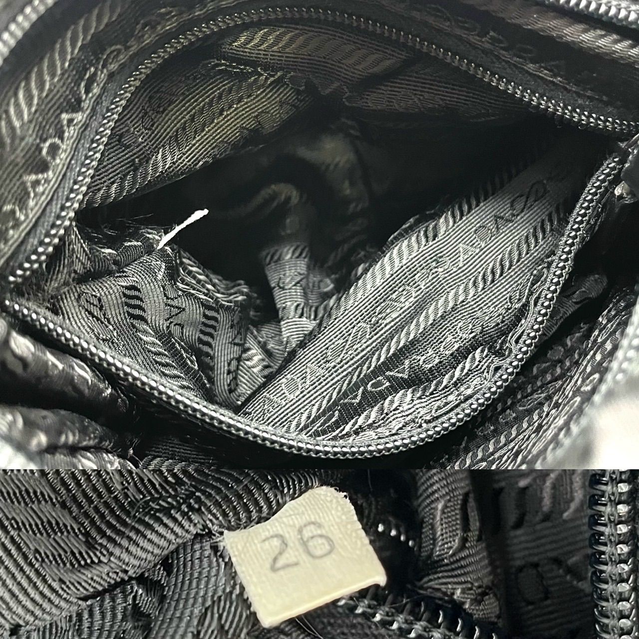 良品】PRADA tech triangle logo black nylon shoulder bag unisex 