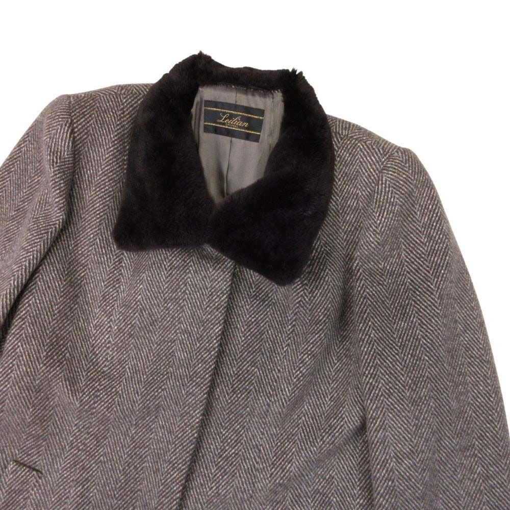 美品 Leilian レリアン ヌートリアファー襟 カシミヤ ロングコート