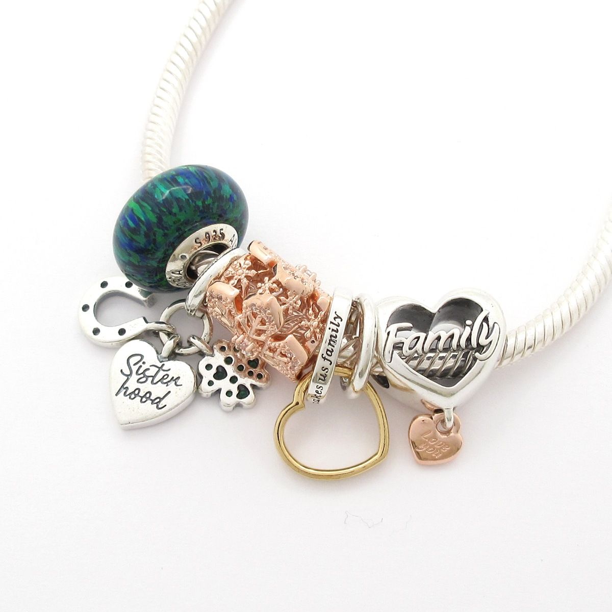 PANDORA(パンドラ) ネックレス美品 - シルバー×ダークグリーン×マルチ