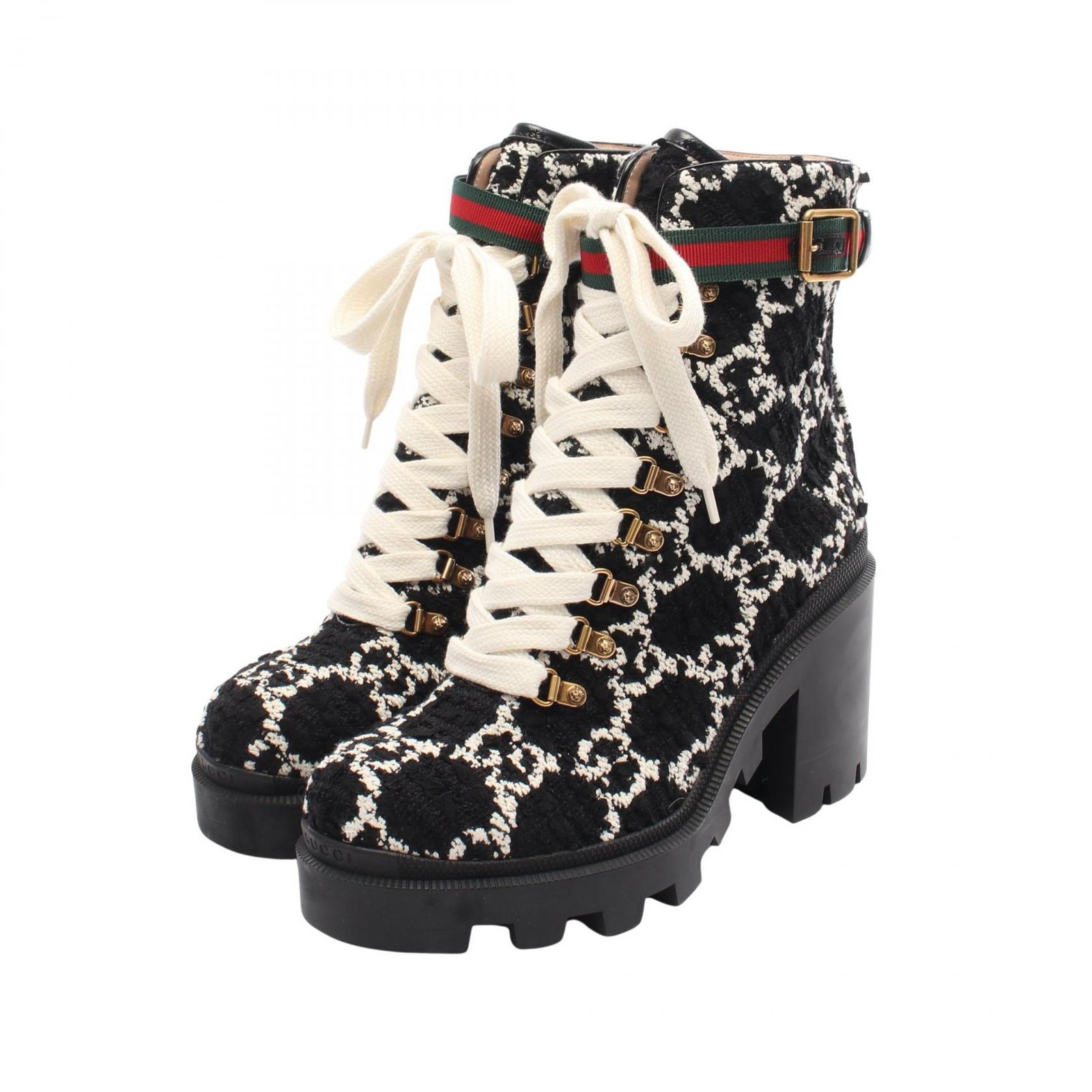 ら*び様 美品【GUCCI】グッチ ブーツGG柄 シェリーライン ブーティ 23 グッチ GUCCI ブーツ GG柄 シェリーライン ファブリック ブーツ