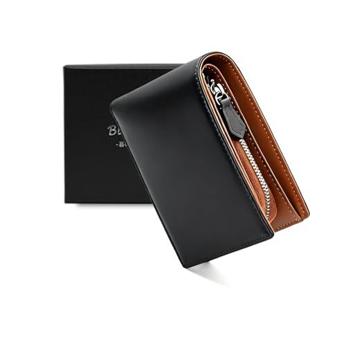 Bluesay 財布 メンズ 2つ折り 栃木レザー 本革 大容量 二つ折り財布 YKKファスナー 小銭入れ 日本の熟練職人の技 ふたつおり コンパクト 折りたたみさいふ 男性 紳士用 ビジネス スタイリッシュ ギフトBOX入 39 cc 2019