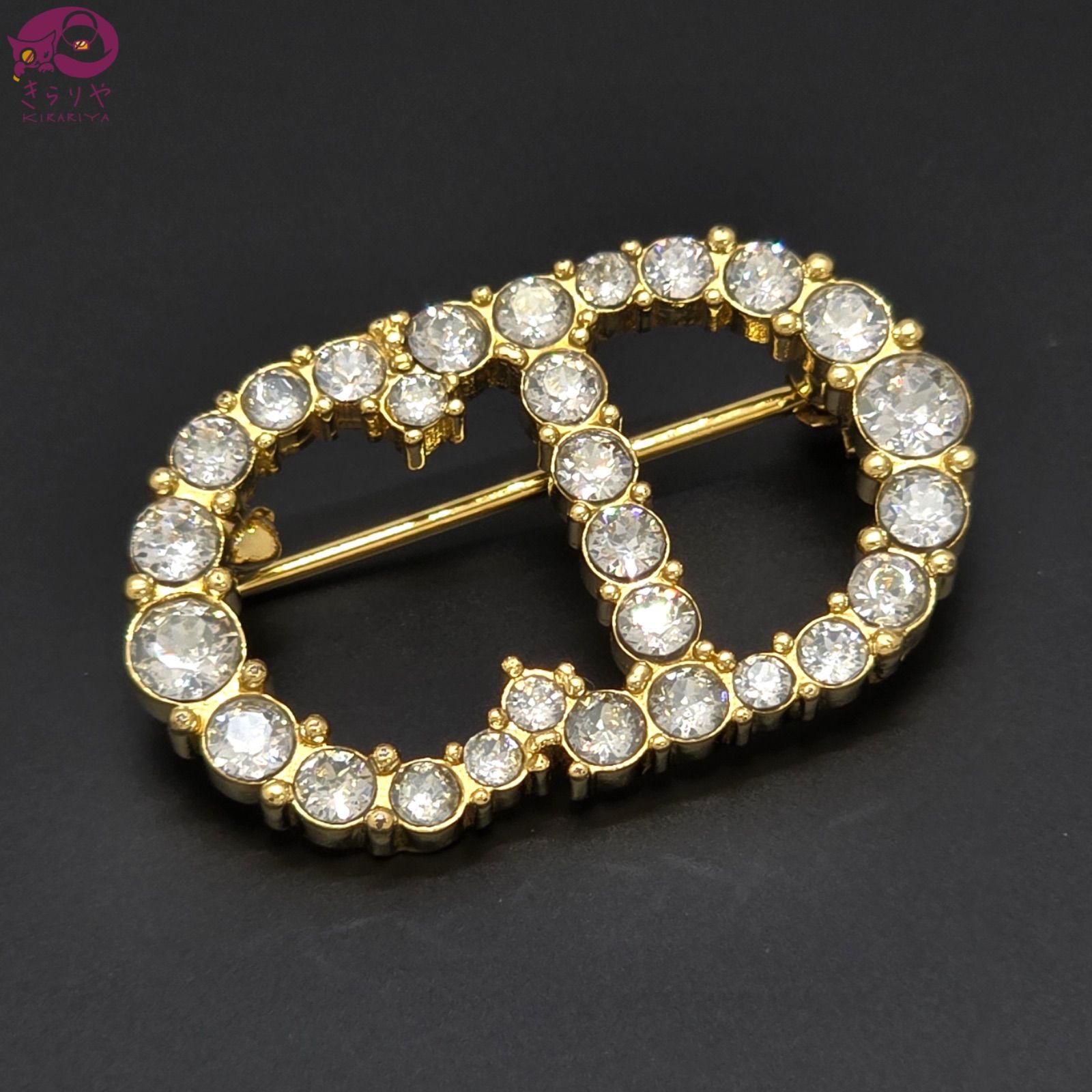 ディオール クレールディー リュヌ ブローチ ラインストーン 美品