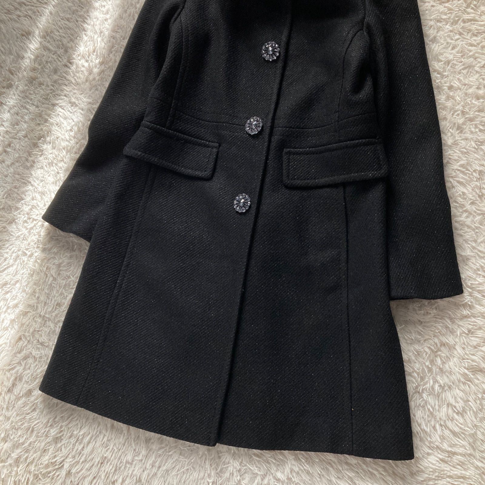 【新品未使用】kate spade ブラック ウール ロングコート 極美品 ケイトスペードニューヨーク kate spade Aラインコート ロング