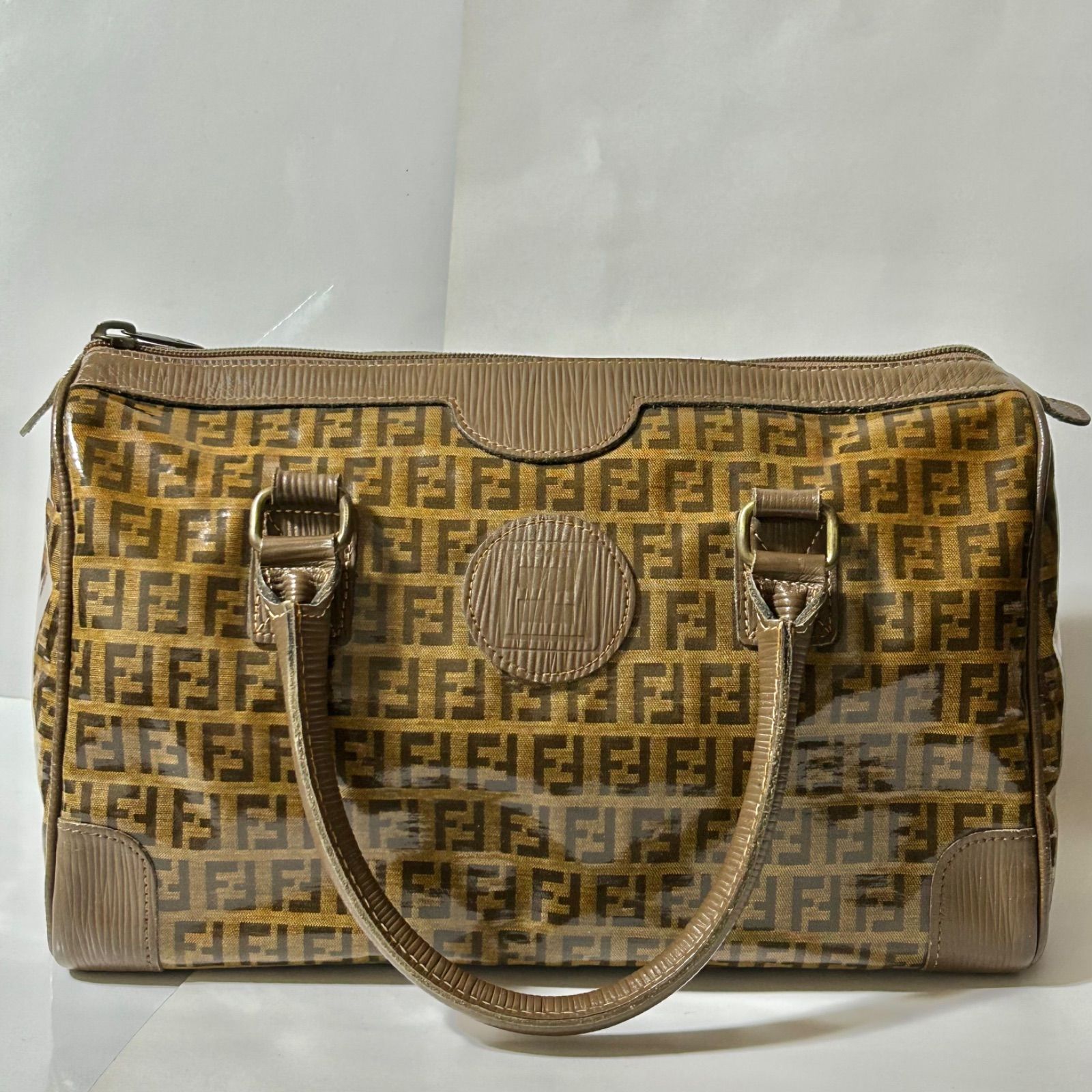 FENDI フェンディ ヴィンテージ ズッキーノ PVC レザー ハンド バッグ