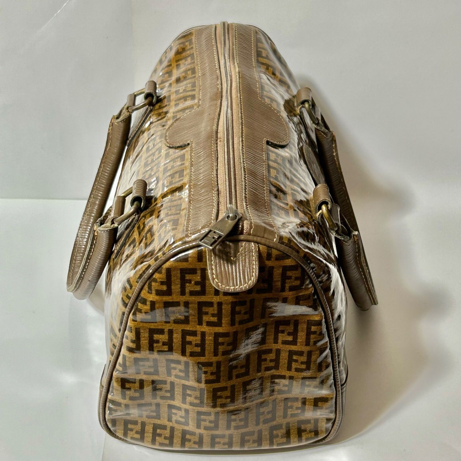FENDI ブラウンレザーハンドバッグ☆ヴィンテージ FENDI フェンディ ハンドバッグ ブラウン ロゴ レザー vintage