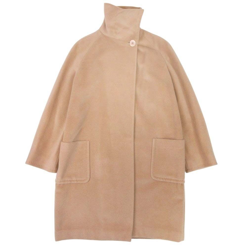 マックスマーラ MaxMara 白タグ カシミア混 スタンドカラー コート 42 良品 MAX MARA マックスマーラ 白タグ ウール × カシミヤ ロング