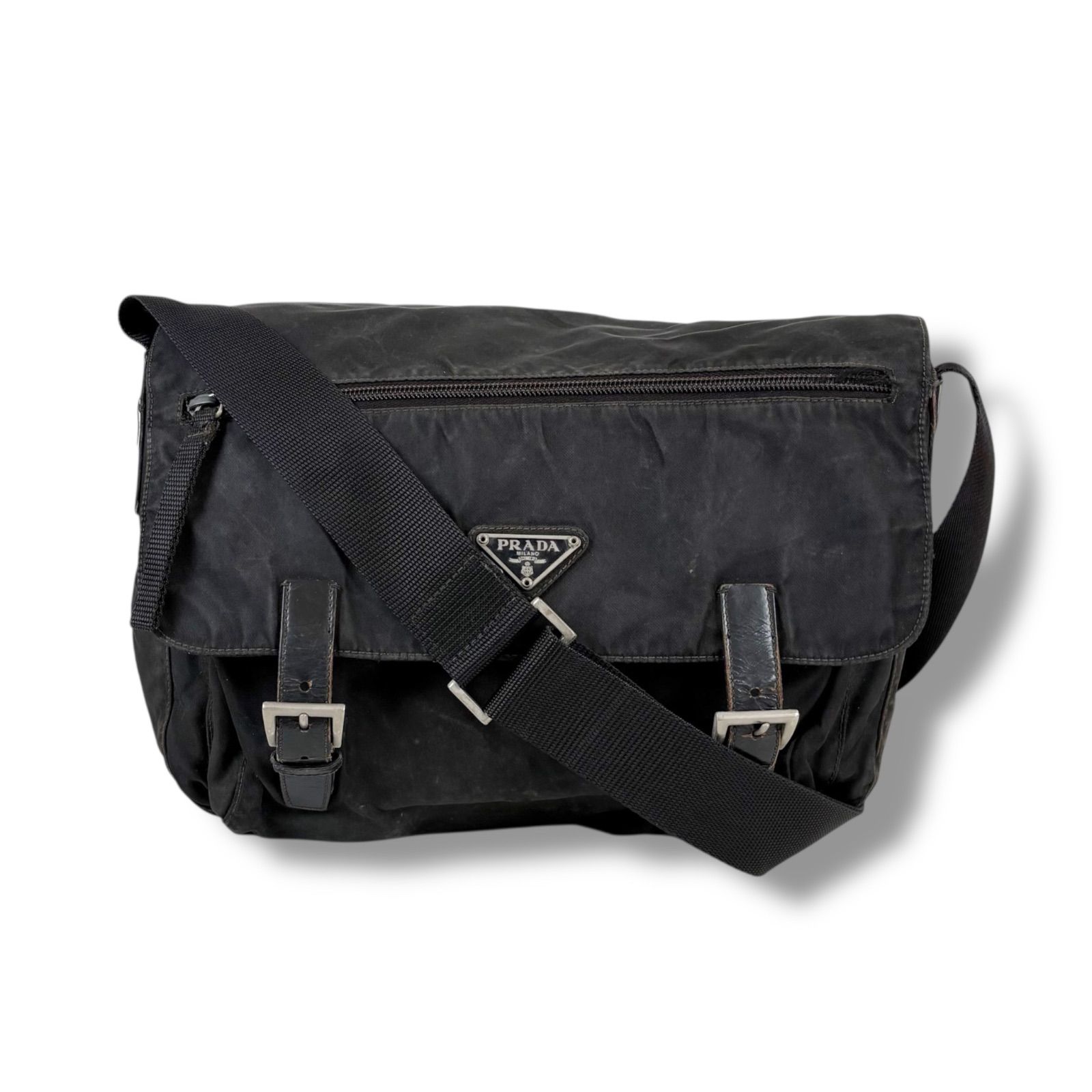 プラダ PRADA トライアングルロゴ ショルダーバッグ ブラック 黒 