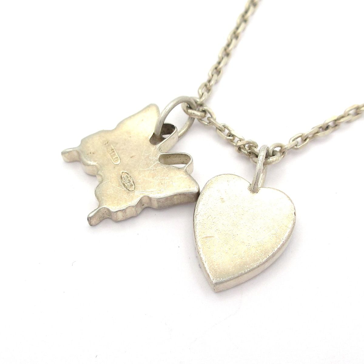 GUCCI(グッチ) ネックレス - シルバー ハート/バタフライ(蝶) - メルカリ