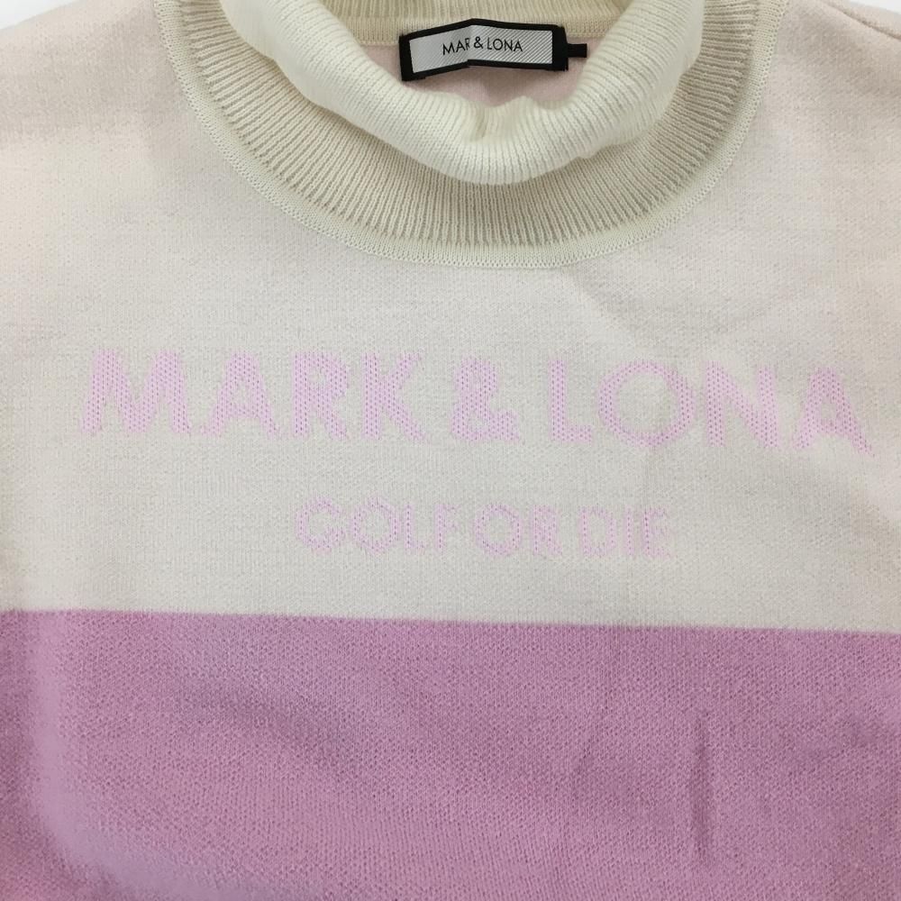MARK&LONA タートルネックセーター 美品】マークアンドロナ タートルネックセーター ピンク×アイボリー