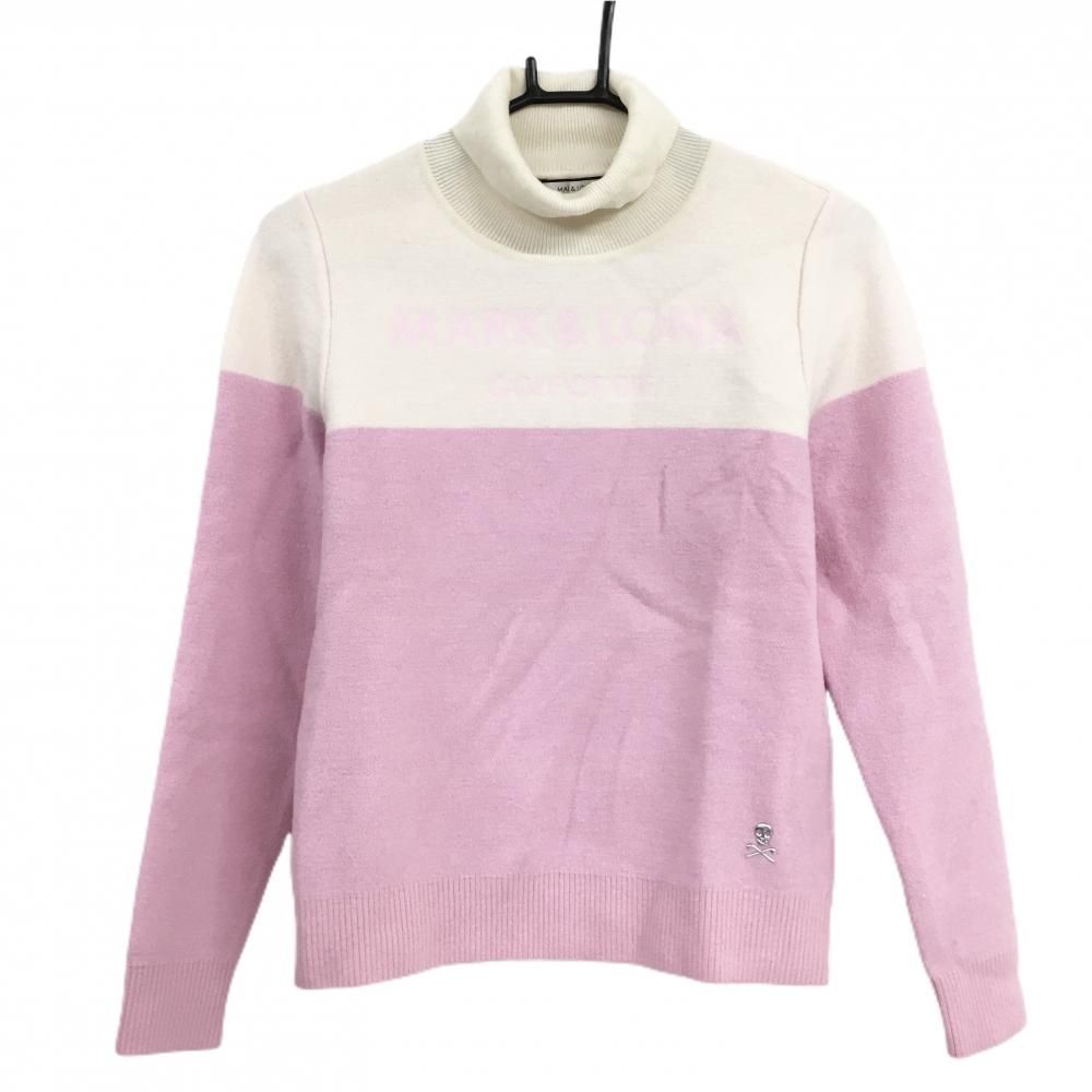 MARK&LONA マークアンドロナ　ピンク　ウールセーター　Sサイズ 美品】マークアンドロナ タートルネックセーター ピンク×アイボリー