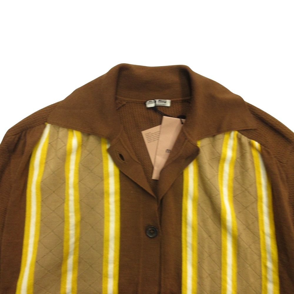 良品 MIU MIU ミュウミュウ ストライプ カーディガン ニット シャツ  