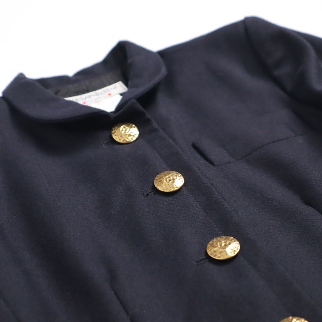 イヴサンローラン ジャケット ショート丈 金ボタン ブラック ウール S Vintage archive 80s Yves Saint Laurent short jacket ヴィンテージ