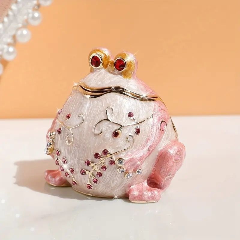 新品 ヴィンテージスタイル手描きエナメルカエルジュエリーボックス
