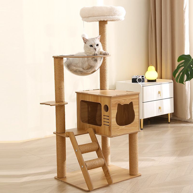 キャットタワー キャットツリー据え置き 高さ109cm キャットハウス 猫爪とぎ ストレス解消 頑丈 安定 ねこ 隠れ家 多頭飼い 組み立て簡単