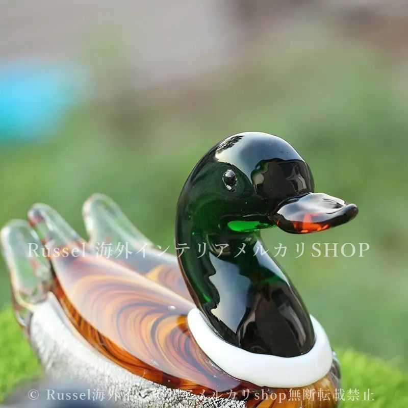 オブジェ 置物 ガラス お洒落 アニマル オシドリ 鴛鴦 かわいい 鳥