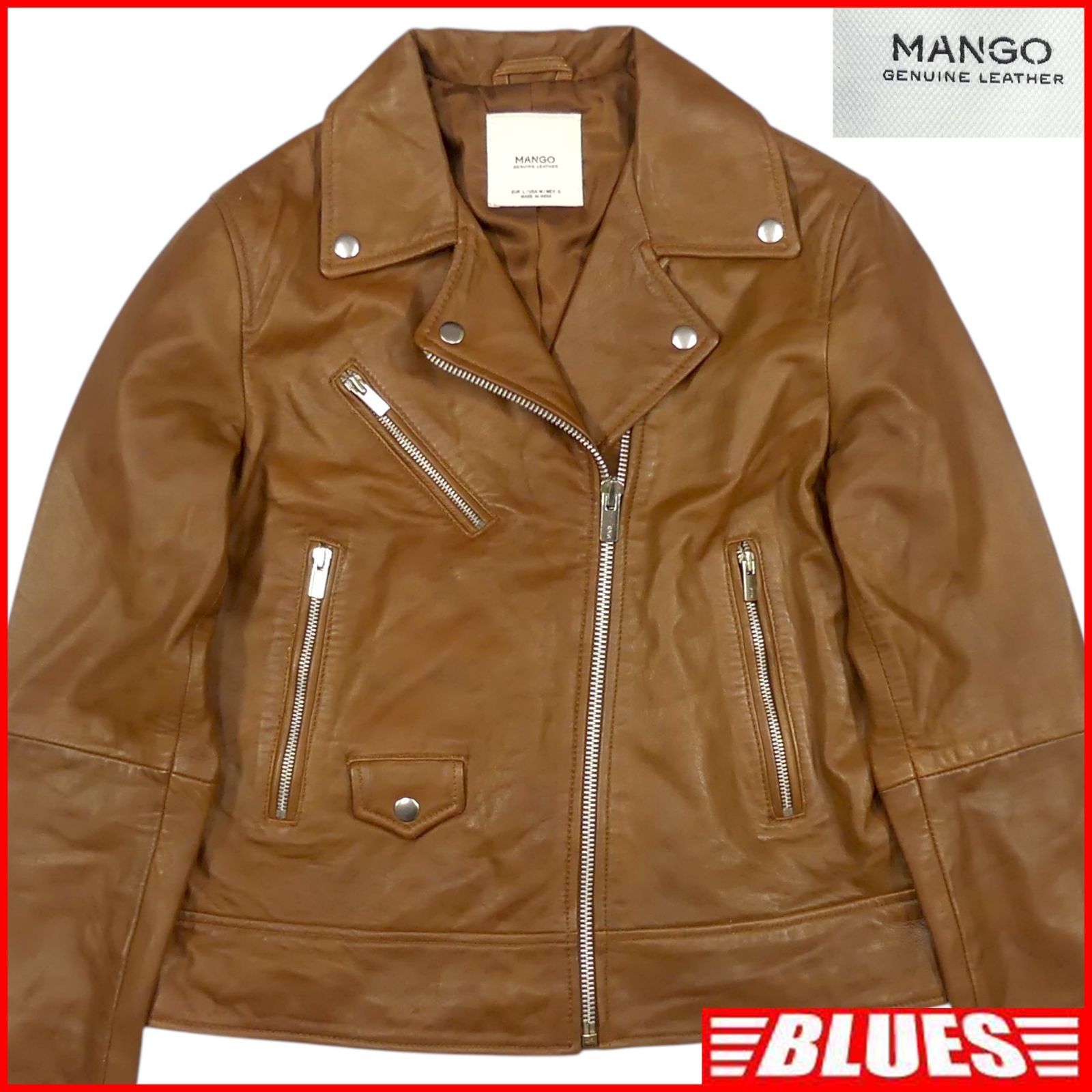 MANGO - 正規品 MANGO本革ライダース MANGO マンゴ ライダースジャケット M 本革 ダブル レディース レザー
