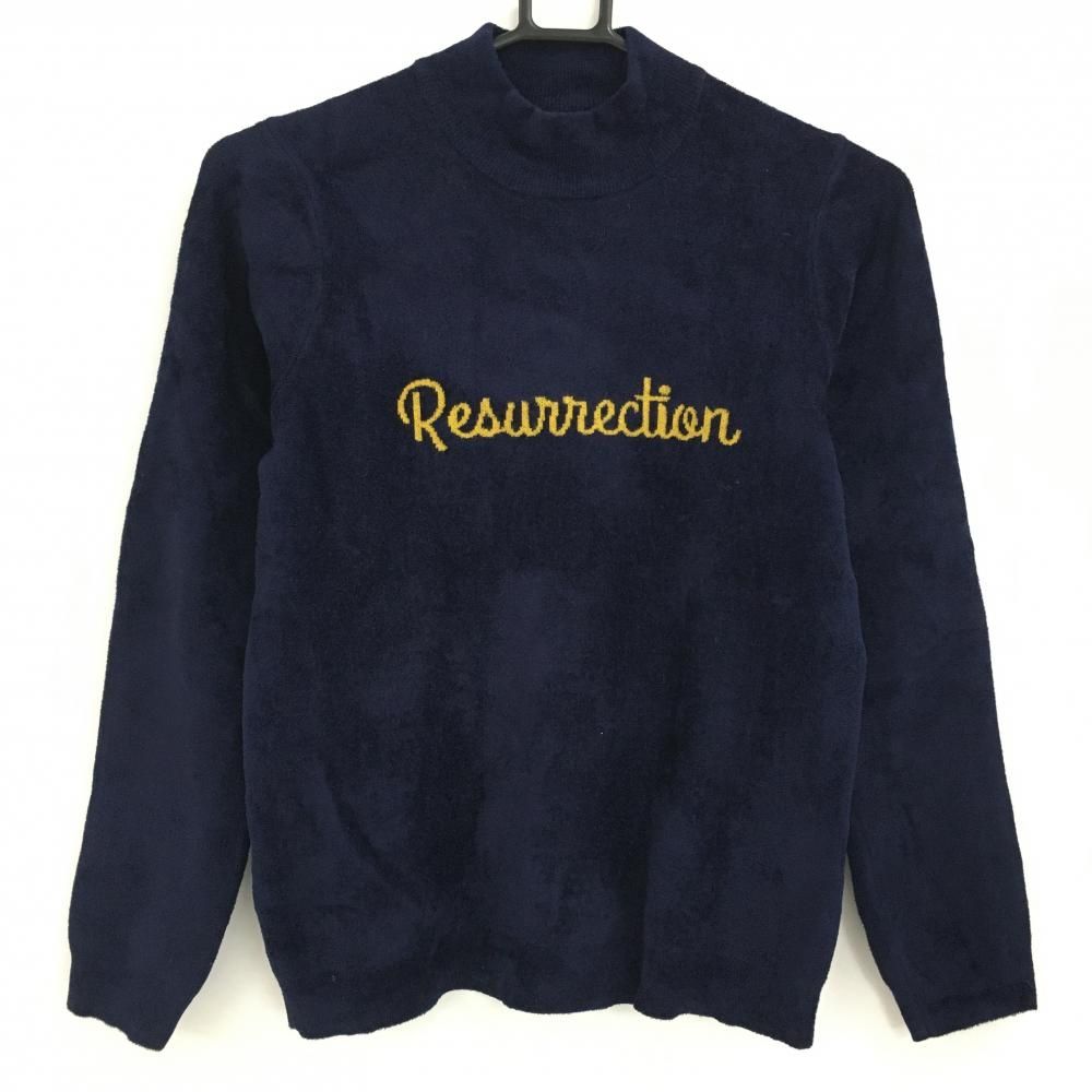 超美品】レザレクション ハイネックセーター ネイビー ニット ロゴ