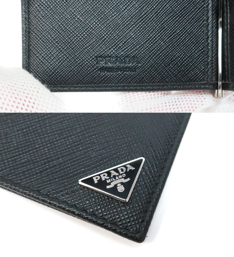 未使用 プラダ マネークリップ RFID サフィアーノトライアングル 財布