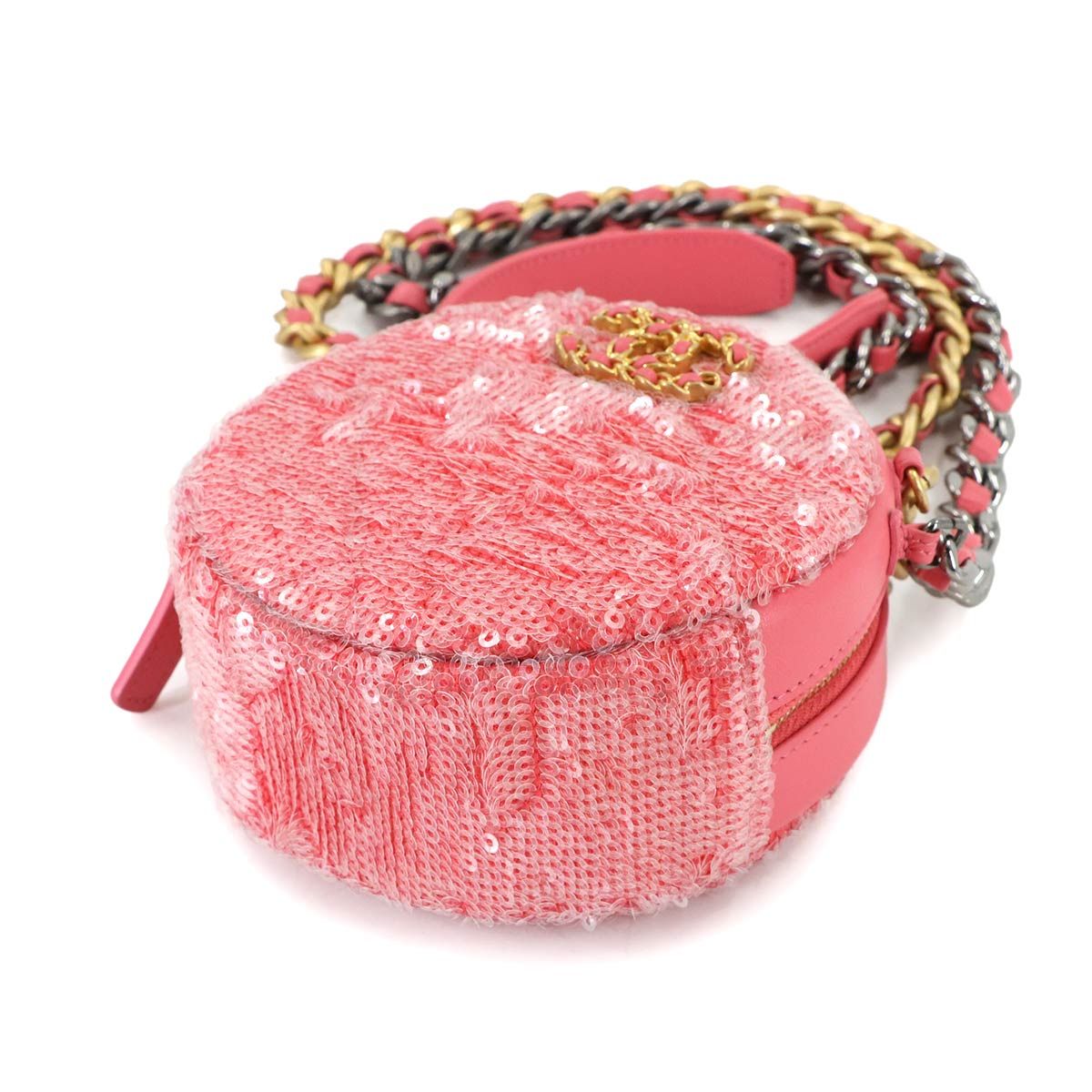 新品同様 シャネル CHANEL 19 ラウンド クラッチ チェーン ショルダー 