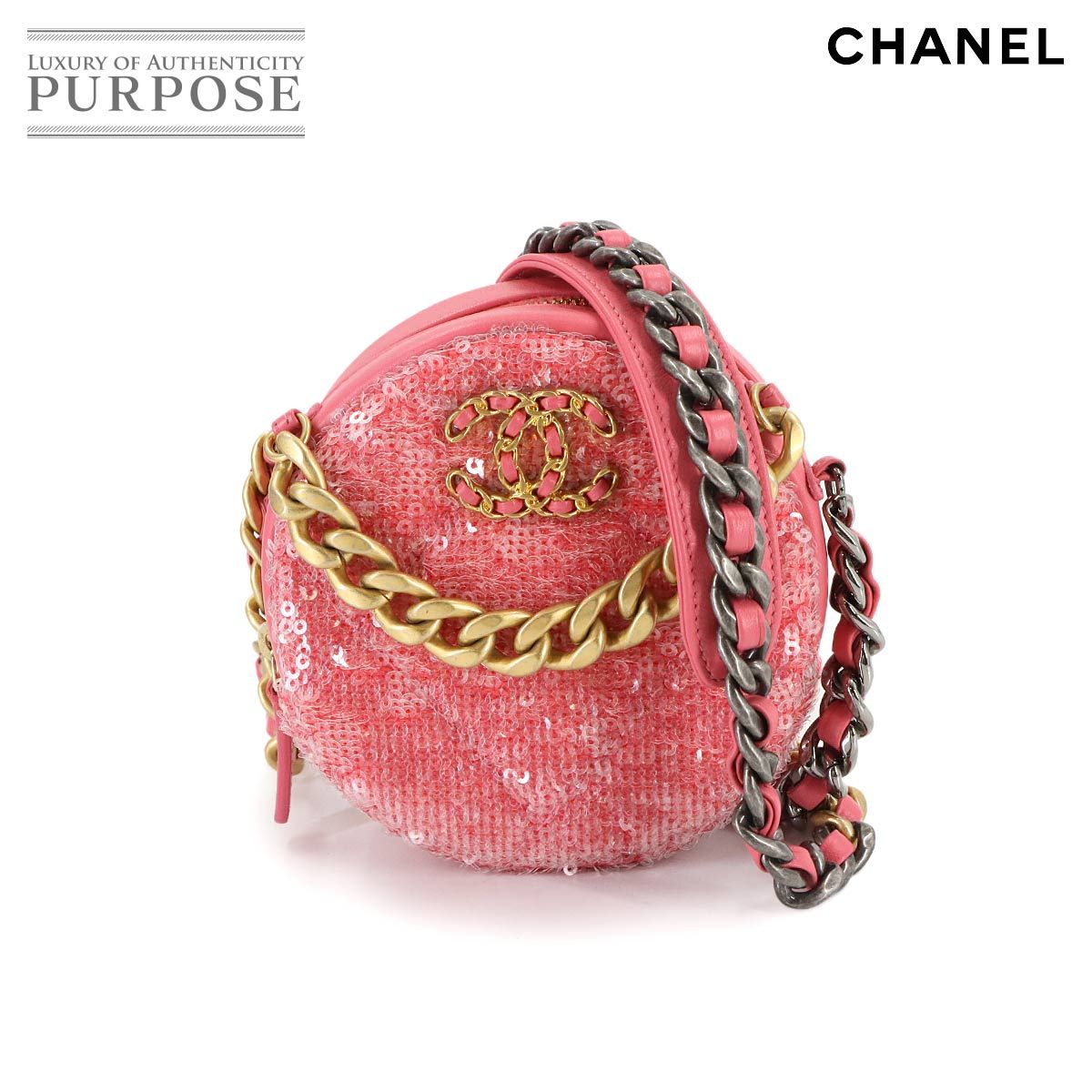 新品同様 シャネル CHANEL 19 ラウンド クラッチ チェーン ショルダー 