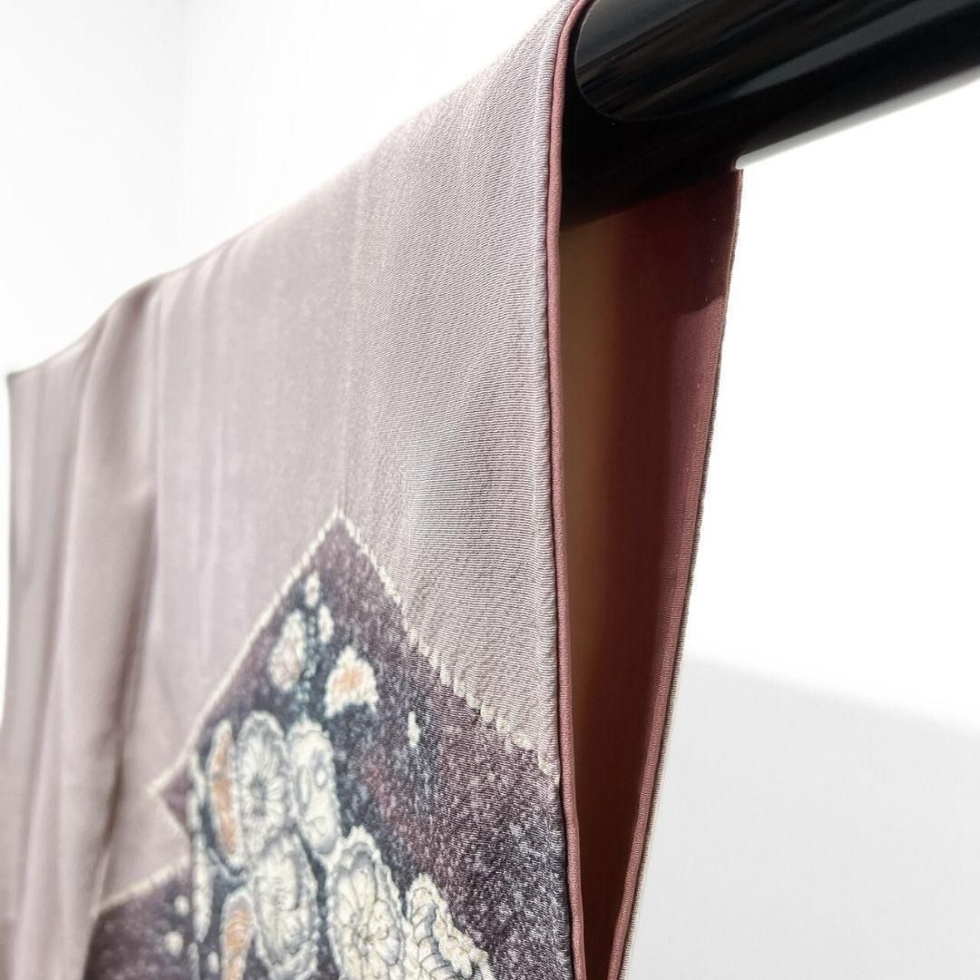 付け下げ　絞り　菱取り　辻ヶ花　くすみピンク　着物　075a p 付け下げ 絞り 菱取り 辻ヶ花 くすみピンク 着物 075a p 付け下げ 絞り