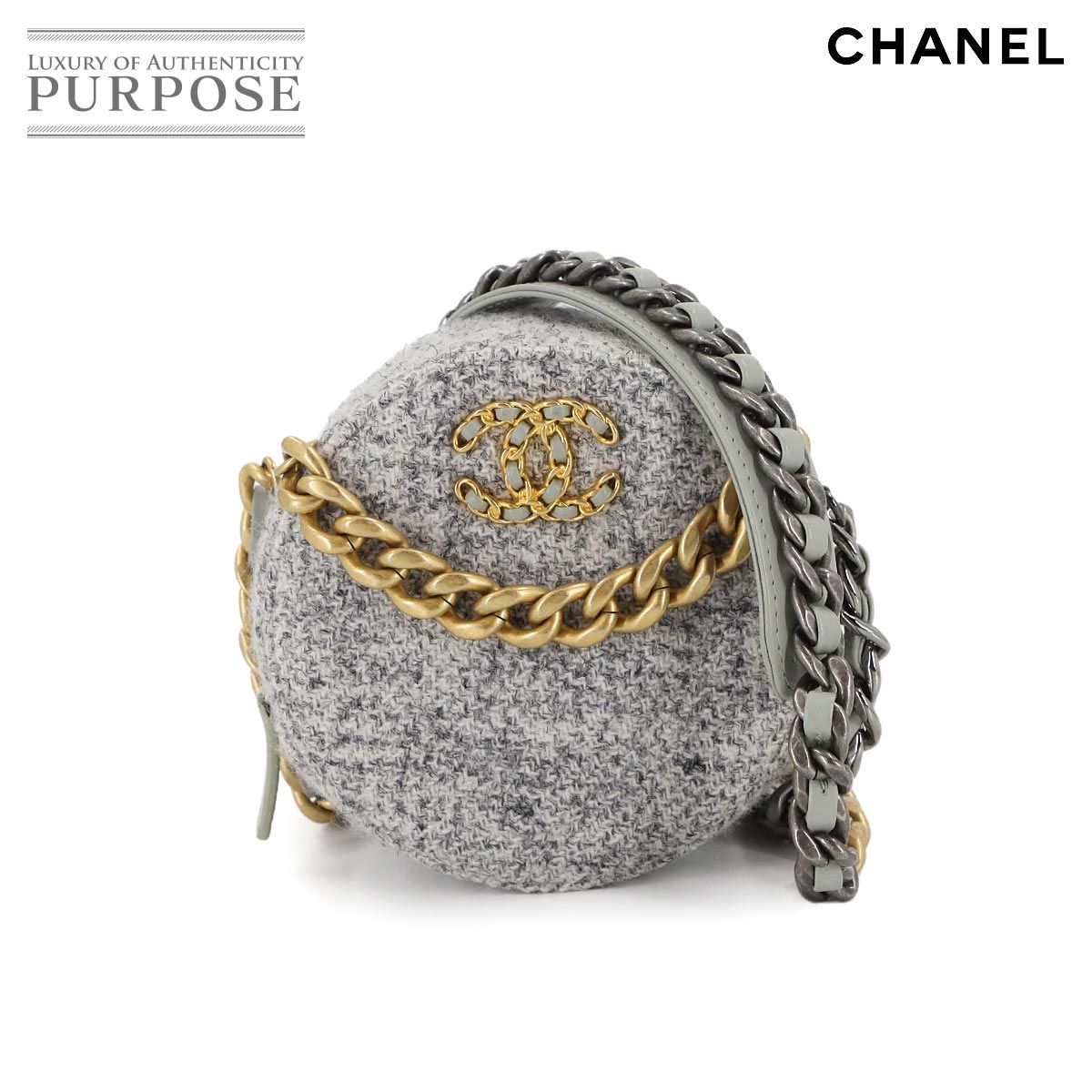 新品同様 シャネル CHANEL 19 ラウンド クラッチ チェーン ショルダー 