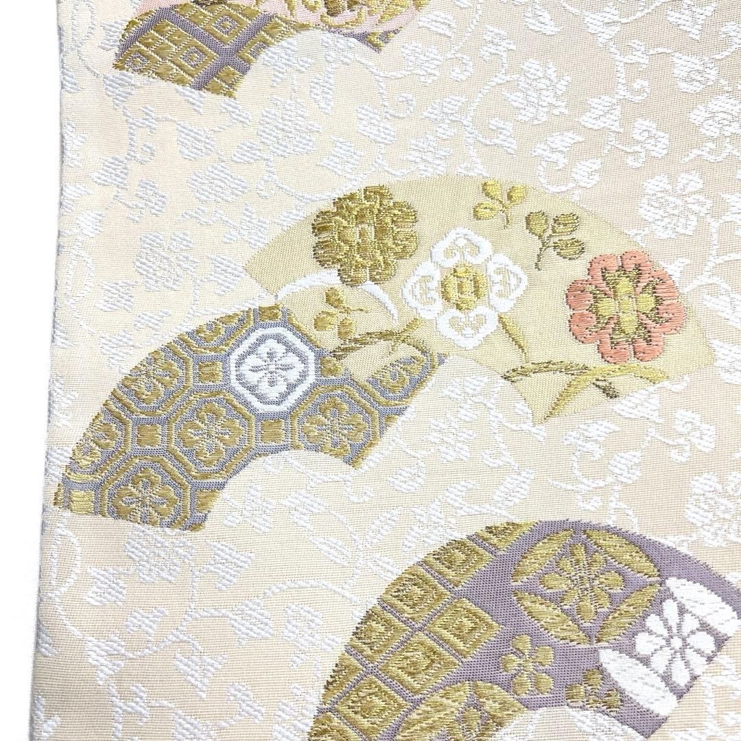 未着用 袋帯 扇 七宝 蜀江紋 花菱 青海波 桜 唐草 萩 着物 113b d