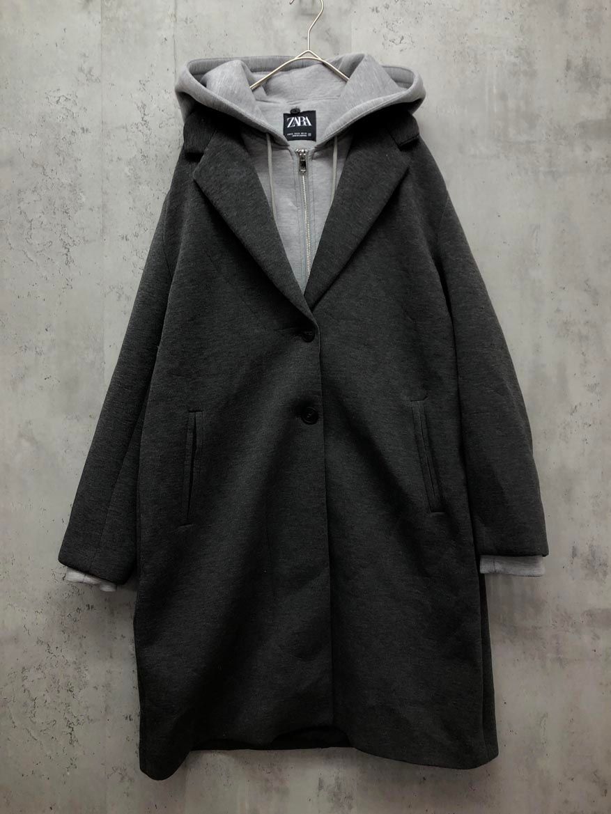ZARA ザラ デタッチャブル コントラスト フード コート sizeXL