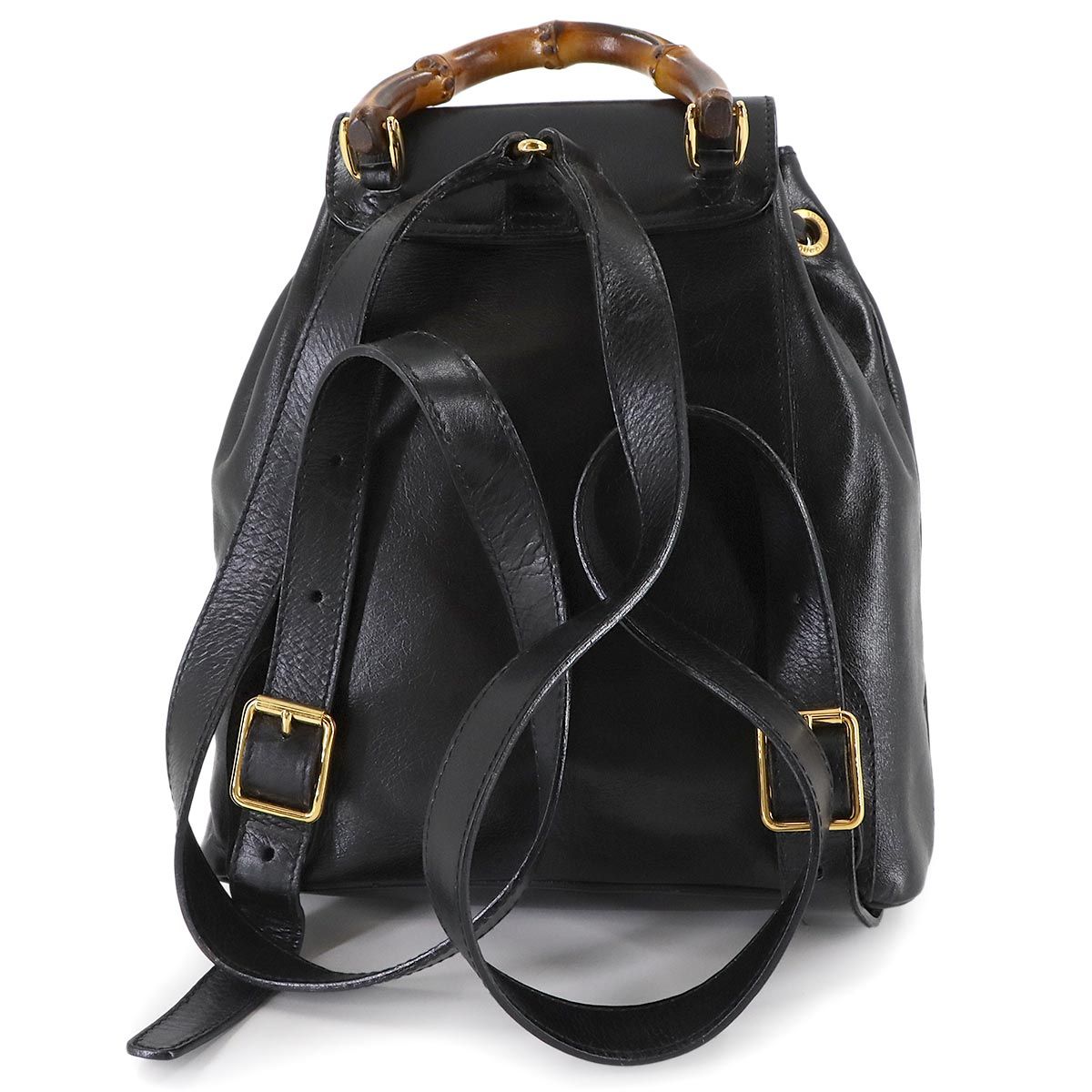 GUCCI bamboo グッチ 黒 レザー リュック バンブー GUCCI（グッチ） 鑑定済 バンブーリュック バックパック バックスキン
