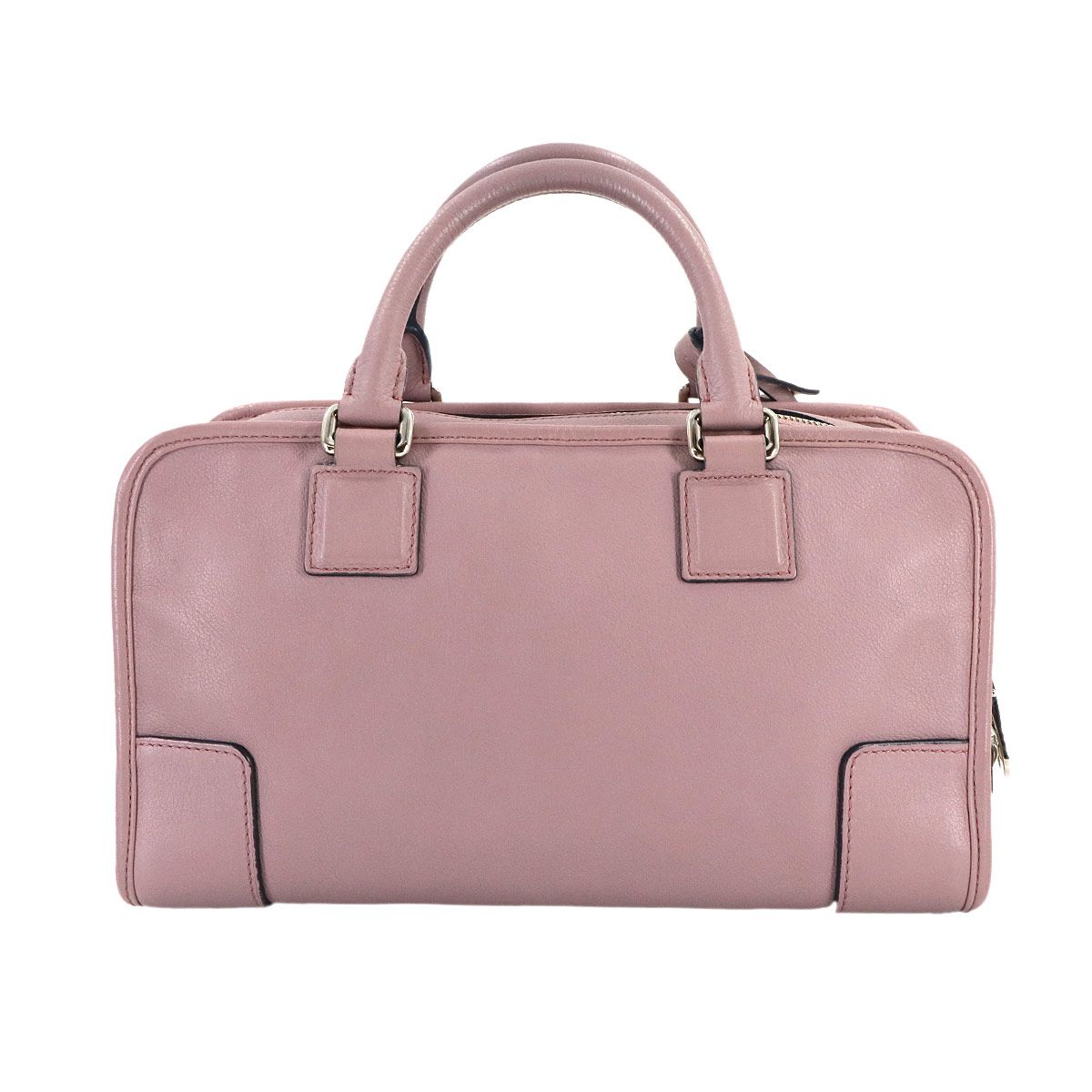 ロエベ LOEWE アマソナ 28 ハンド バッグ レザー ピンク シルバー 金具